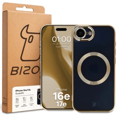 Etui BIZON Case GuardO do iPhone 17e/16e Przezroczysto-złoty