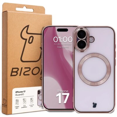 Etui BIZON Case GuardO do iPhone 17 Przezroczysto-różowy
