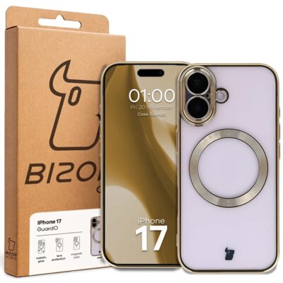 Etui BIZON Case GuardO do iPhone 17 Przezroczysto-złoty