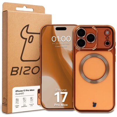 Etui BIZON Case GuardO do iPhone 17 Pro Max Przezroczysto-pomarańczowy