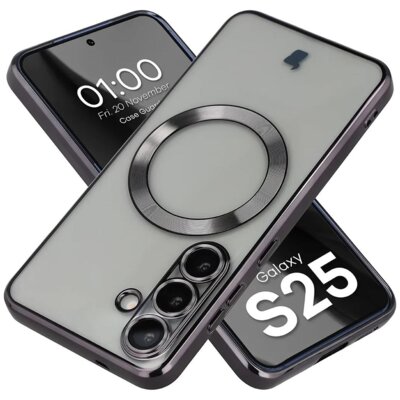 Etui BIZON Case GuardO do Samsung Galaxy S25 Przezroczysto-czarny