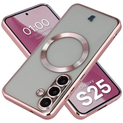 Etui BIZON Case GuardO do Samsung Galaxy S25 Przezroczysto-różowy