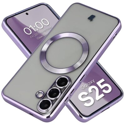 Etui BIZON Case GuardO do Samsung Galaxy S25 Przezroczysto-fioletowy