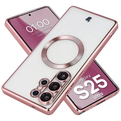 Etui BIZON Case GuardO do Samsung Galaxy S25 Ultra Przezroczysto-różowy