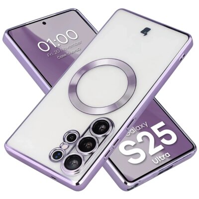 Etui BIZON Case GuardO do Samsung Galaxy S25 Ultra Przezroczysto-fioletowy