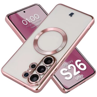 Etui BIZON Case GuardO do Samsung Galaxy S26 Ultra Przezroczysto-różowy