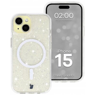 Etui BIZON Case SparklO MagSafe do Apple iPhone 15 Przezroczysty