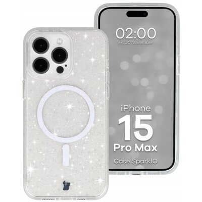 Etui BIZON SparklO MagSafe do Apple iPhone 15 Pro Max Przezroczysty