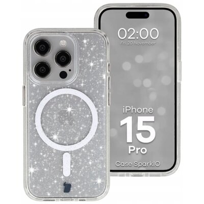 Etui BIZON SparklO MagSafe do Apple iPhone 15 Pro Przezroczysty