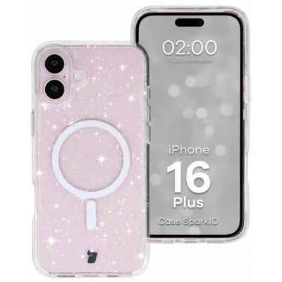 Etui BIZON Case SparklO MagSafe do Apple iPhone 16 Plus Przezroczysty