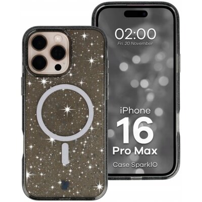 Etui BIZON Case SparklO MagSafe do Apple iPhone 16 Pro Max Przezroczysto-czarny