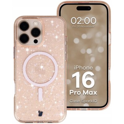 Etui BIZON Case SparklO MagSafe do Apple iPhone 16 Pro Max Przezroczysto-pomarańczowy