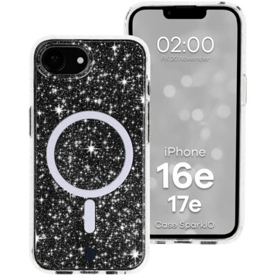 Etui BIZON Case SparklO MagSafe do Apple iPhone 17e/16e Przezroczysty
