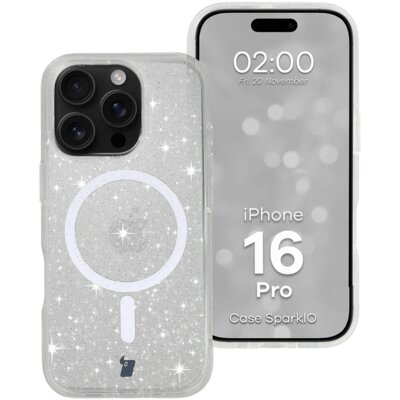 Etui BIZON Case SparklO MagSafe do Apple iPhone 16 Pro Przezroczysty