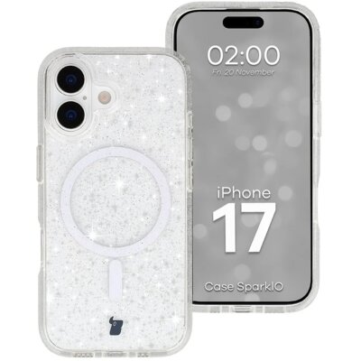 Etui BIZON Case SparklO MagSafe do Apple iPhone 17 Przezroczysty