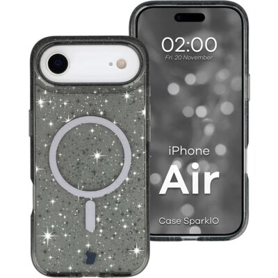 Etui BIZON Case SparklO MagSafe do Apple iPhone Air Przezroczysto-czarny