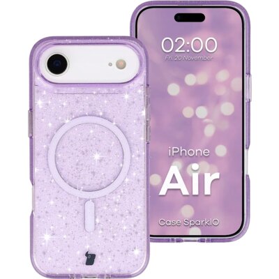 Etui BIZON Case SparklO MagSafe do Apple iPhone Air Przezroczysto-fioletowy