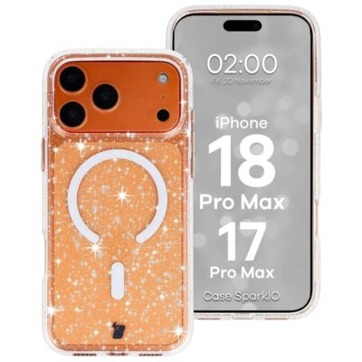Etui BIZON SparklO MagSafe do Apple iPhone 17 Pro Max/18 Pro Max Przezroczysty