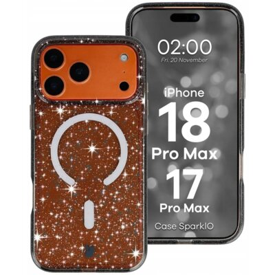 Etui BIZON SparklO MagSafe do Apple iPhone 17 Pro Max/18 Pro Max Przezroczysto-czarny