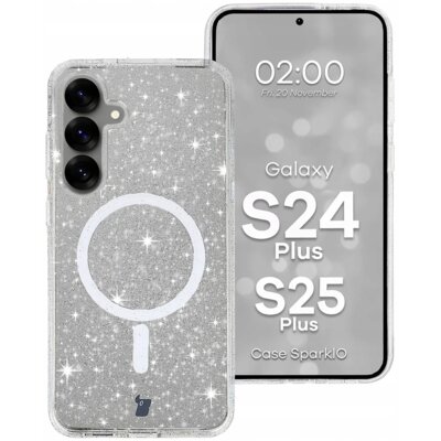 Etui BIZON SparklO MagSafe do Samsung Galaxy S24+/Galaxy S25+ Przezroczysty