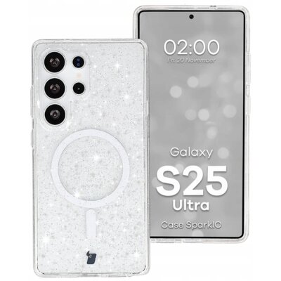 Etui BIZON SparklO MagSafe do Samsung Galaxy S25 Ultra Przezroczysty