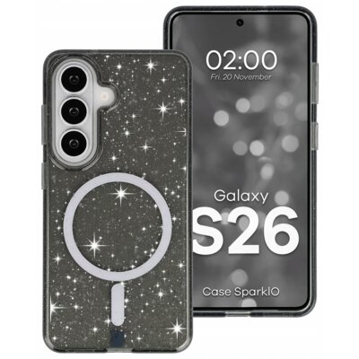 Etui BIZON Case SparklO do Samsung Galaxy S26 Przezroczysto-czarny