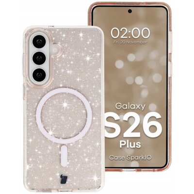 Etui BIZON Case SparklO do Samsung Galaxy S26 Plus Przezroczysto-pomarańczowy