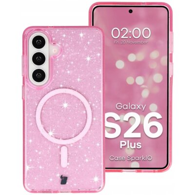Etui BIZON Case SparklO do Samsung Galaxy S26 Plus Przezroczysto-różowy