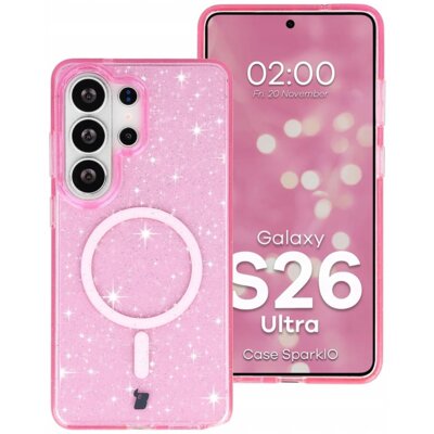 Etui BIZON Case SparklO do Samsung Galaxy S26 Ultra Przezroczysto-różowy