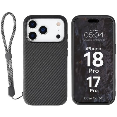 Etui BIZON Case CarbO do Apple iPhone 17 Pro/18 Pro Czarny