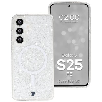Etui BIZON SparklO MagSafe do Samsung Galaxy S25 FE Przezroczysty