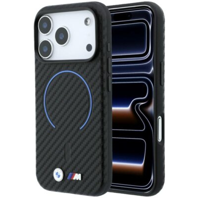 Etui BMW M Carbon Printed Ring MagSafe do Apple iPhone 17 Pro/18 Pro Czarny