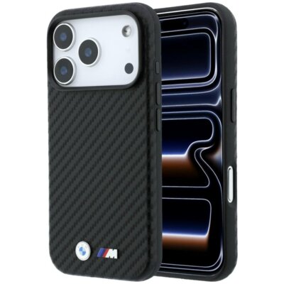 Etui BMW M Carbon Metal Logo MagSafe do Apple iPhone 17 Pro Max/18 Pro Max Czarny