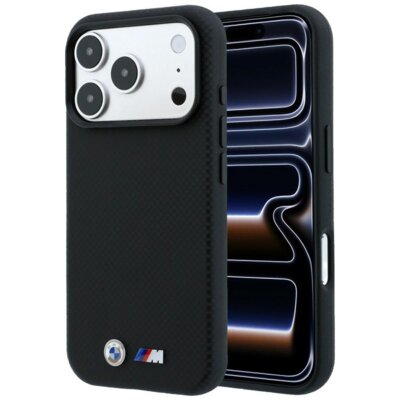 Etui BMW M Quadrille Kevlar Metal Logo MagSafe do Apple iPhone 17 Pro Max/18 Pro Max Czarny