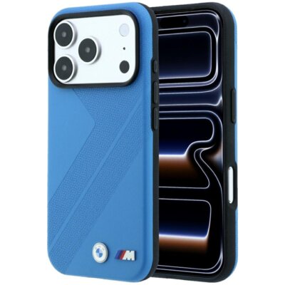 Etui BMW M Tire Track Metal Logo MagSafe do Apple iPhone 17 Pro/18 Pro Niebieski