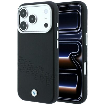 Etui BMW Sign Inclined Deboss Letters MagSafe do Apple iPhone 17 Pro/18 Pro Czarny