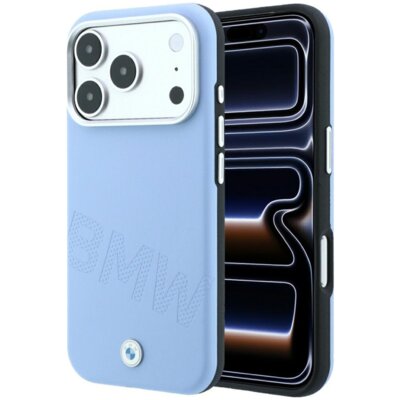 Etui BMW Sign Inclined Deboss Letters MagSafe do Apple iPhone 17 Pro/18 Pro Niebieski