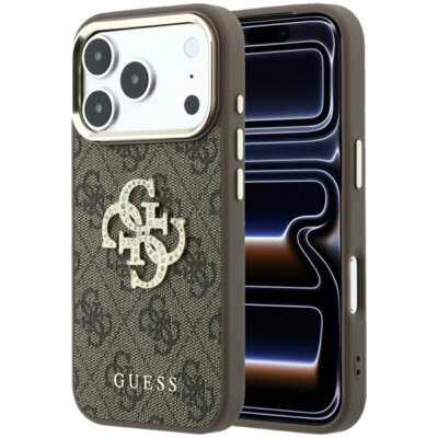 Etui GUESS 4G & Big Strass Logo do Apple iPhone 17 Pro Max/18 Pro Max Brązowy