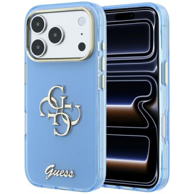 Etui GUESS IML 4G Script Metal do Apple iPhone 17 Pro/18 Pro Jasnoniebieski