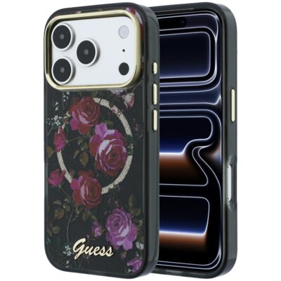 Etui GUESS IML Glitter Blossom Roses do Apple iPhone 17 Pro/18 Pro Czarny