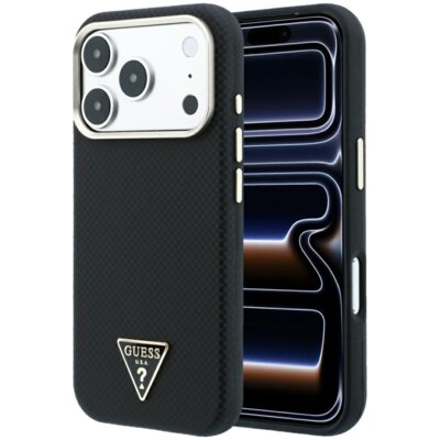 Etui GUESS Kevlar Triangle Logo MagSafe do Apple iPhone 17 Pro/18 Pro Czarny