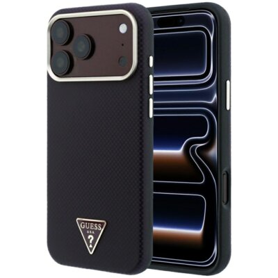 Etui GUESS Kevlar Triangle Logo MagSafe do Apple iPhone 17 Pro Max/18 Pro Max Burgundowy