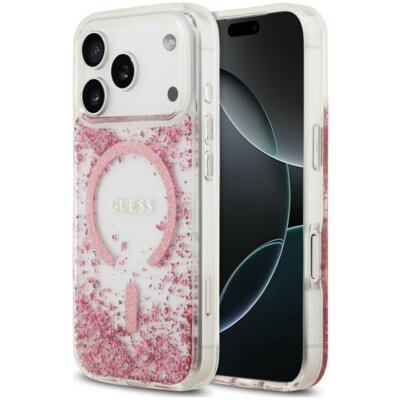 Etui GUESS Resin Bottom Glitter MagSafe do Apple iPhone 17 Pro/18 Pro Różowy