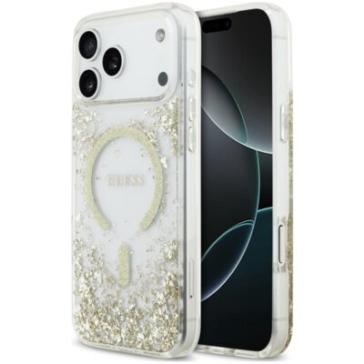 Etui GUESS Resin Bottom Glitter MagSafe do Apple iPhone 17 Pro Max/18 Pro Max Złoty