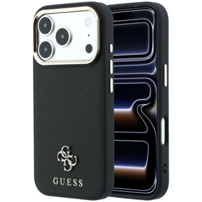 Etui GUESS Saffiano Small 4G & Classic Logo MagSafe do Apple iPhone 17 Pro Max/18 Pro Max Czarny
