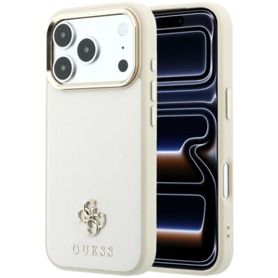 Etui GUESS Saffiano Small 4G & Classic Logo MagSafe do Apple iPhone 17 Pro Max/18 Pro Max Beżowy