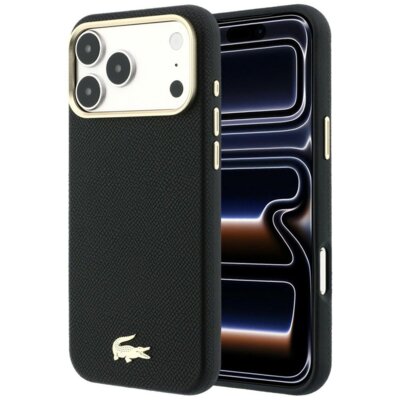 Etui LACOSTE Champs Elysees Embossed MagSafe do Apple iPhone 17 Pro/18 Pro Czarny