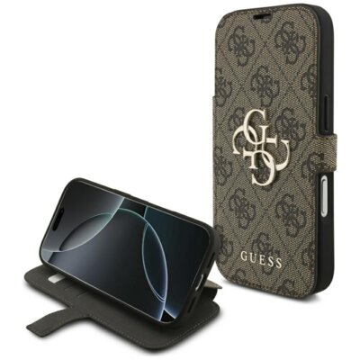 Etui GUESS Book 4G Metal Logo do Apple iPhone 17 Pro/18 Pro Brązowy
