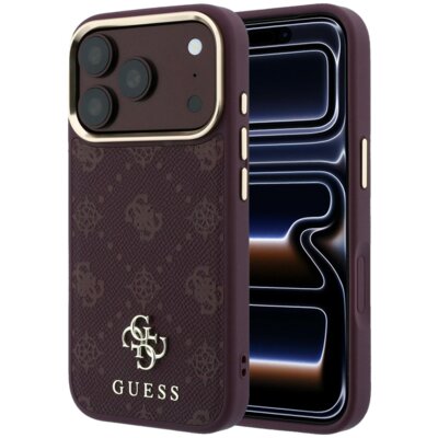 Etui GUESS Peony 4G Small Logo MagSafe do Apple iPhone 17 Pro/18 Pro Burgundowy