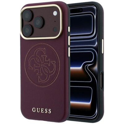 Etui GUESS Perforated 4G Gold Logo MagSafe do Apple iPhone 17 Pro/18 Pro Burgundowy
